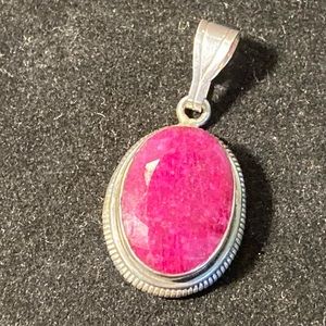 Vintage Red Ruby 925 Pendant